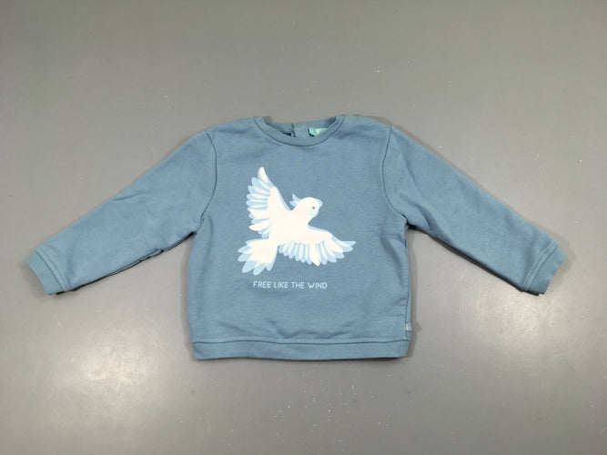 Sweat bleu oiseau, moins cher chez Petit Kiwi