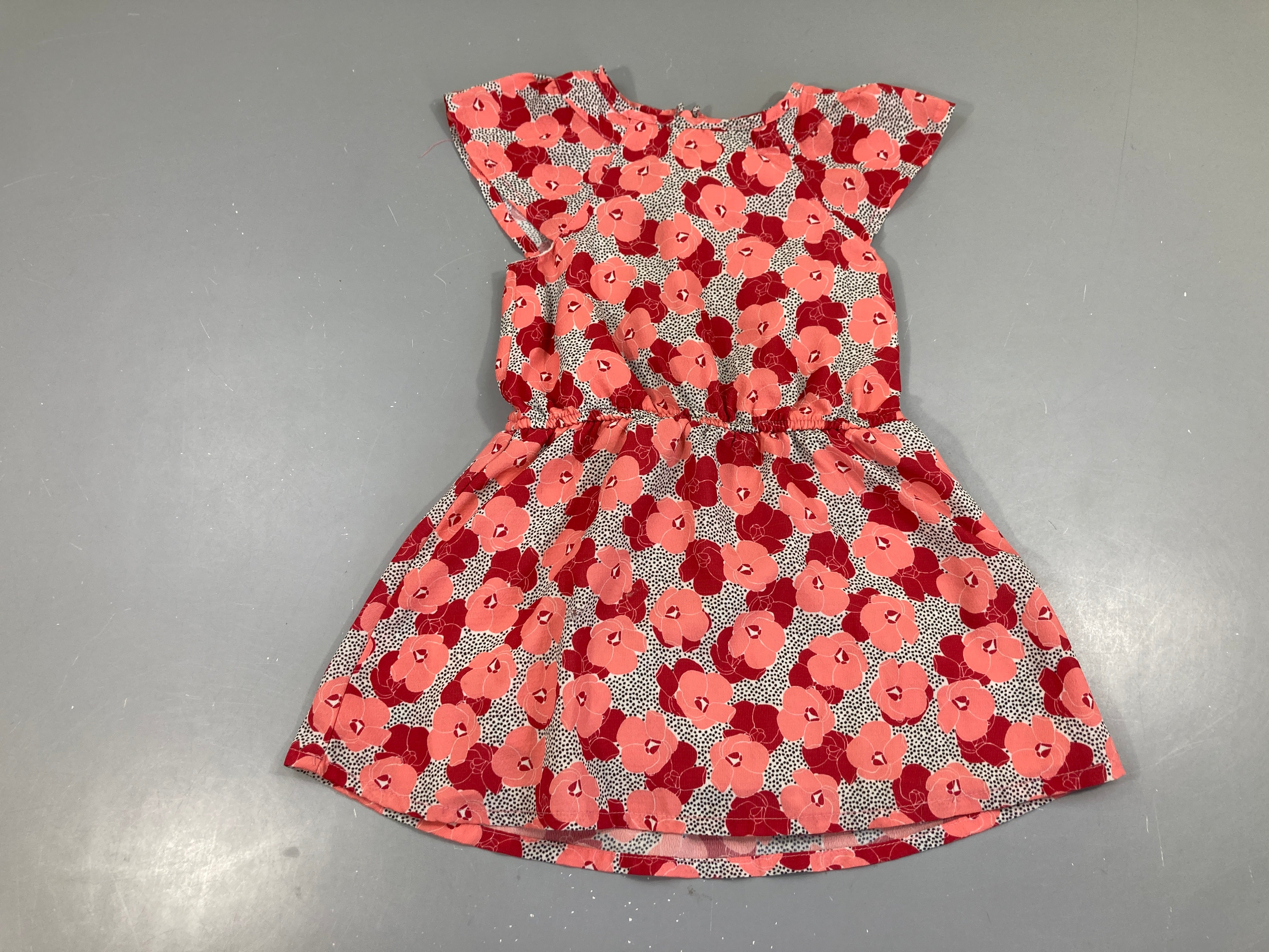 Robe m.c fleurie rose/rouge pois