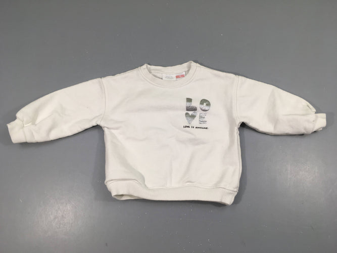 Sweat blanc Love, moins cher chez Petit Kiwi