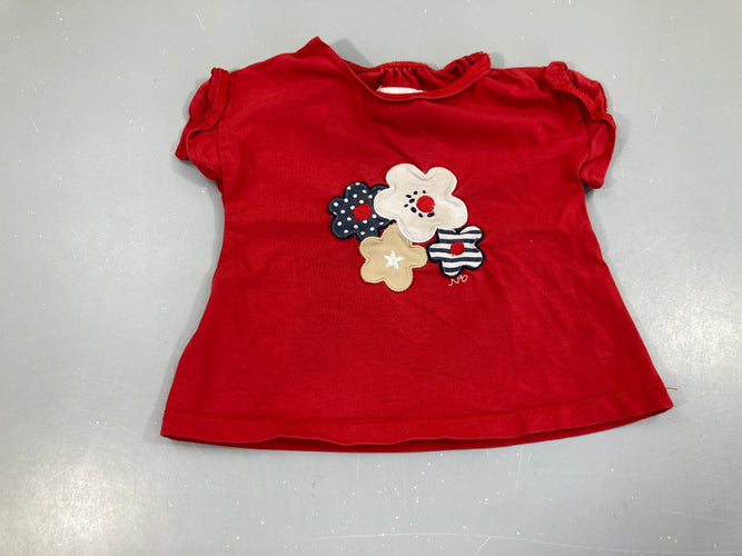 T-shirt m.c rouge fleurs, moins cher chez Petit Kiwi