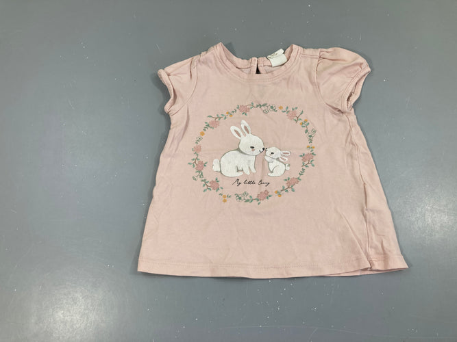 T-shirt m.c rose pâle lapins, moins cher chez Petit Kiwi