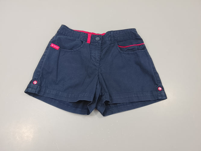 Short de randonnée  à revers bleu marine, rose, moins cher chez Petit Kiwi