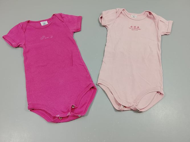 Lot de 2 bodies m.c 1 rose fuchsia et 1 rose clair, moins cher chez Petit Kiwi