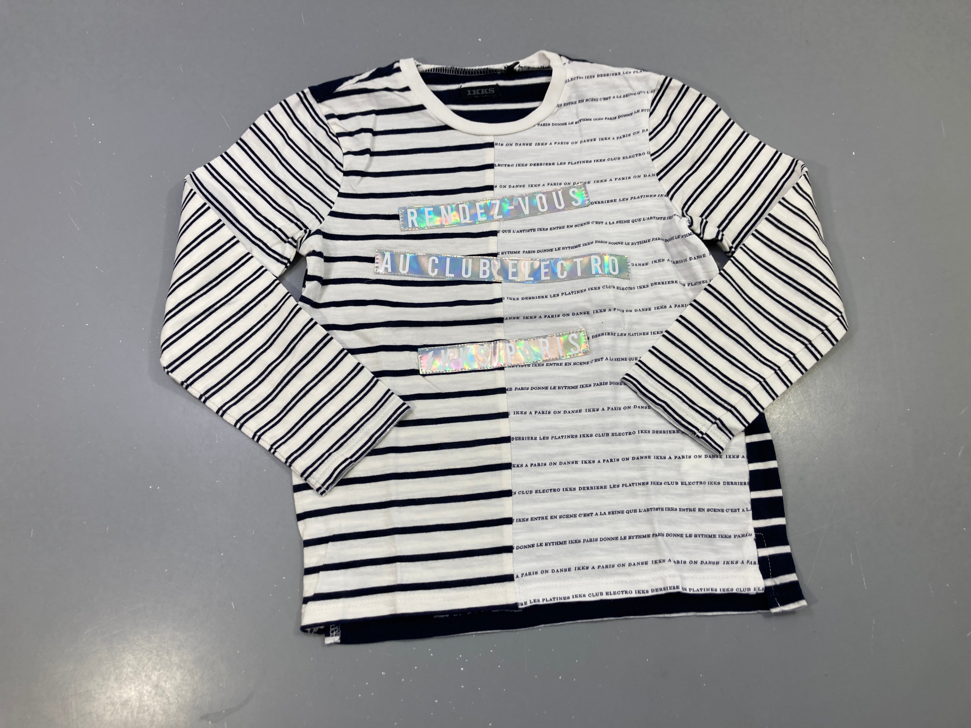 T-shirt m.l rayé blanc/marine, rendez-vous au club electro