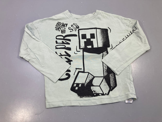 T-shirt m.l vert d'eau imprimé creeper Minecraft, moins cher chez Petit Kiwi