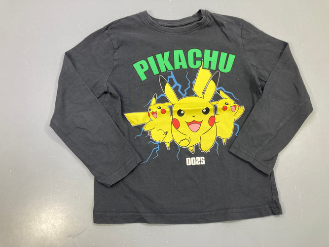 T-shirt m.l gris anthracite imprimé Pikachu, moins cher chez Petit Kiwi