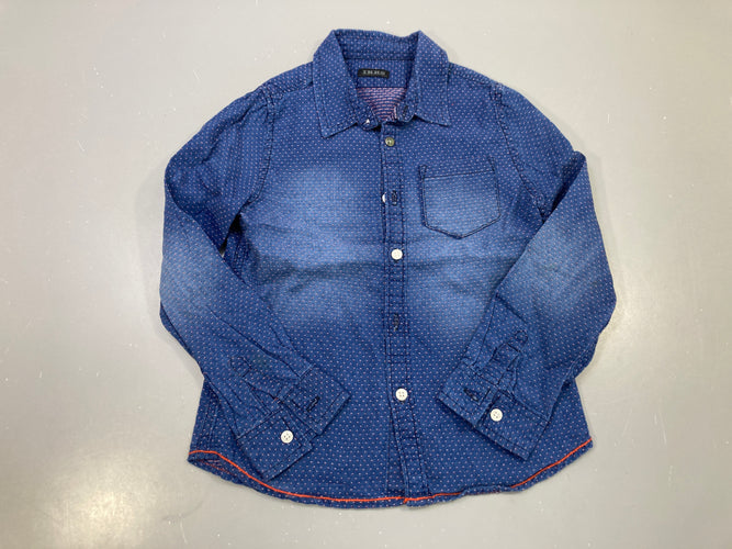Chemise m.l bleu marine à pois effet délavé -Petite tache coude, moins cher chez Petit Kiwi
