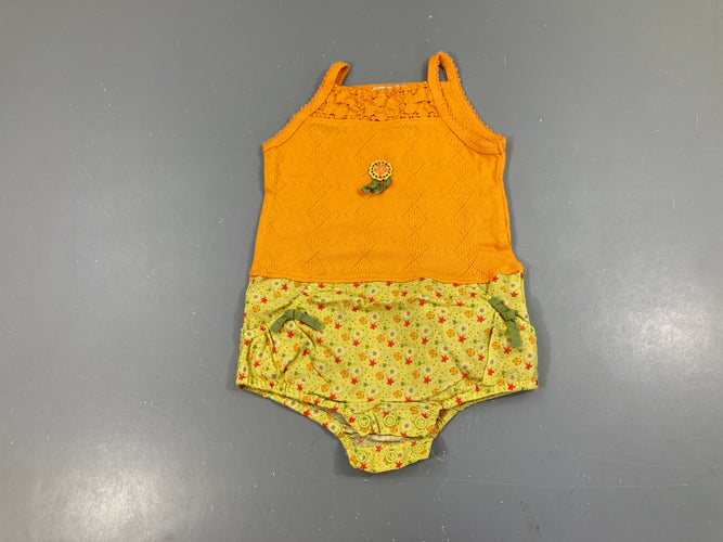 Body s.m moutarde ajouré bas coton fleuri, moins cher chez Petit Kiwi