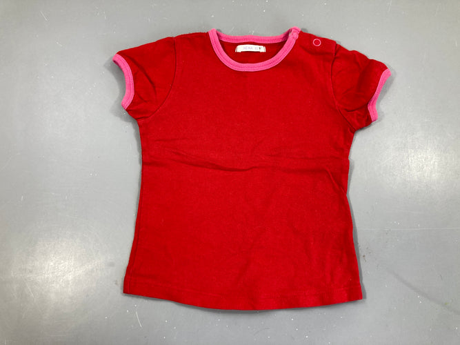 T-shirt m.c rouge col rose, moins cher chez Petit Kiwi