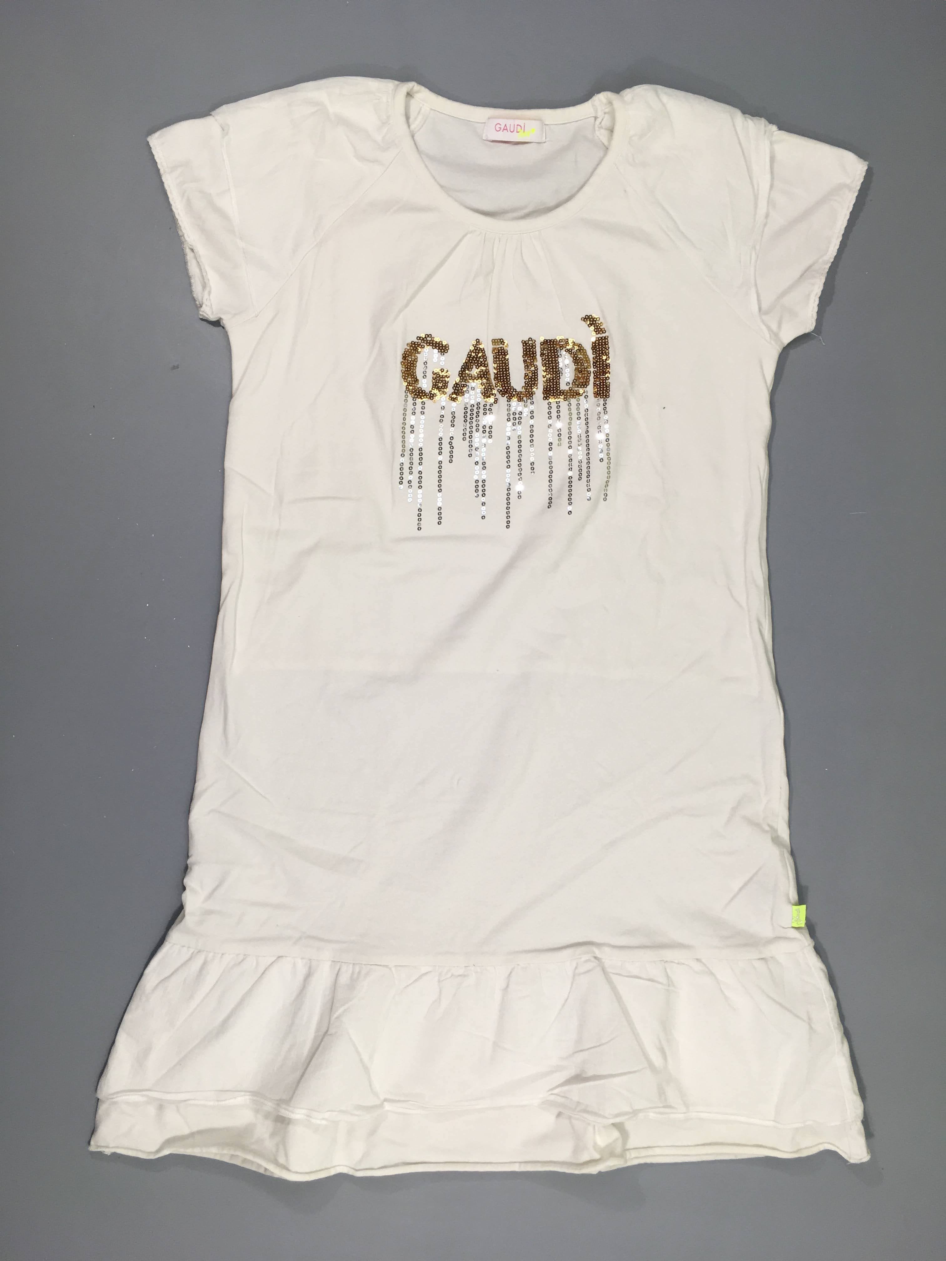 Robe m.c blanche Gaudi sequins dorés