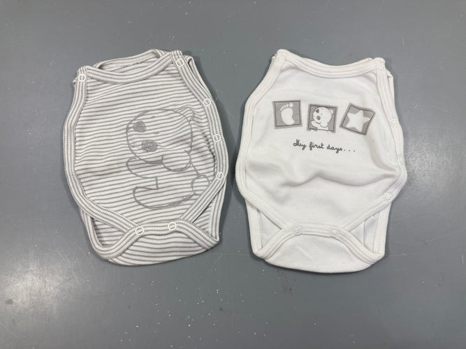 2 Bodies s.m blanc/blanc rayé gris, moins cher chez Petit Kiwi