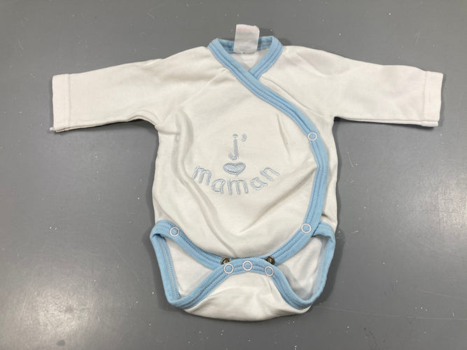 Body m.l blanc bords bleu J'aime maman, moins cher chez Petit Kiwi