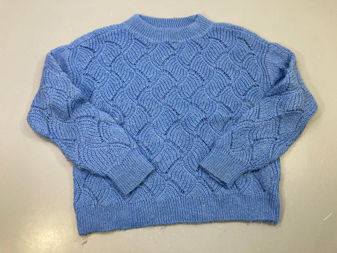 Pull bleu maille texturée motif vagues, moins cher chez Petit Kiwi