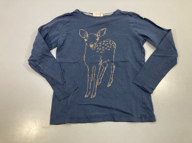T-shirt m.l bleu marine imprimé biche dorée, moins cher chez Petit Kiwi