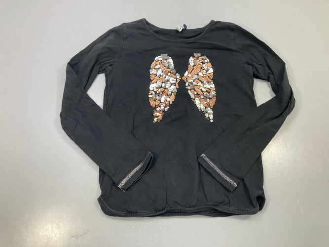 T-shirt m.l noir sequins ailes zips poignets, moins cher chez Petit Kiwi