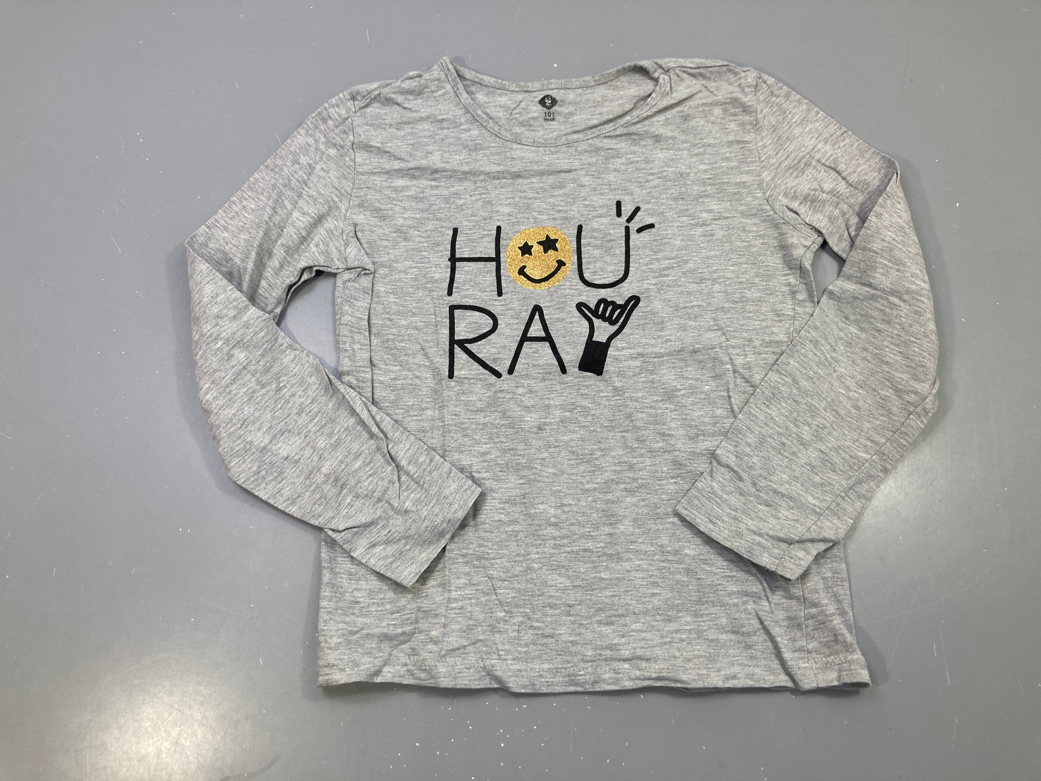 T-shirt m.l gris chiné imprimé Houray s.miley doré
