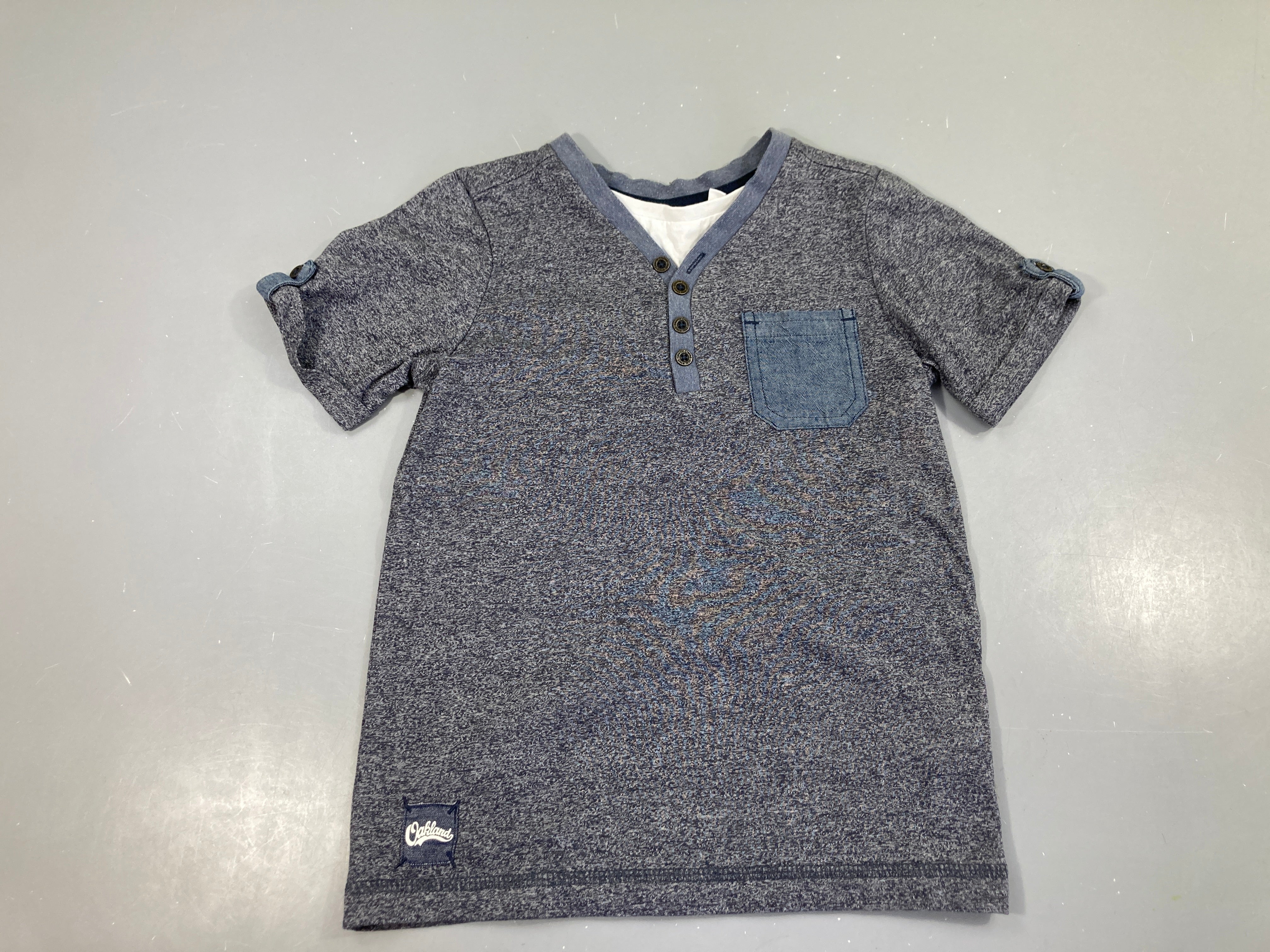 T-shirt m.c bleu chiné effet superposé