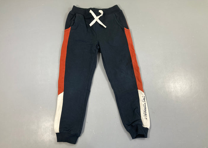 Pantalon molleton bleu marine/brun, moins cher chez Petit Kiwi
