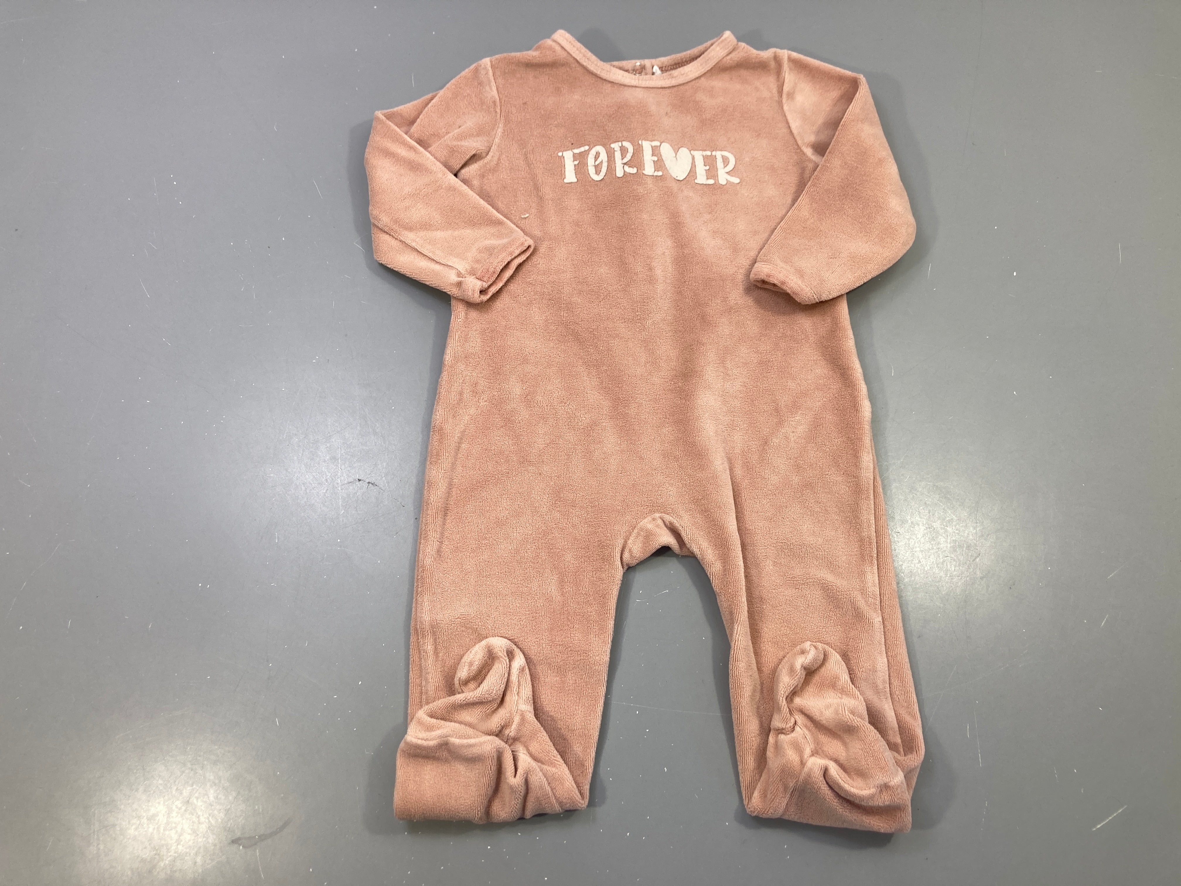 Pyjama velours rose imprimé Forever coeur