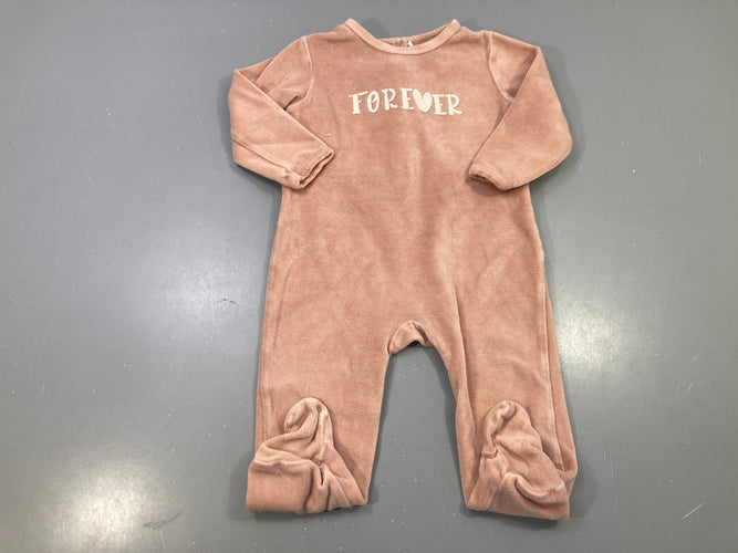 Pyjama velours rose imprimé Forever coeur, moins cher chez Petit Kiwi