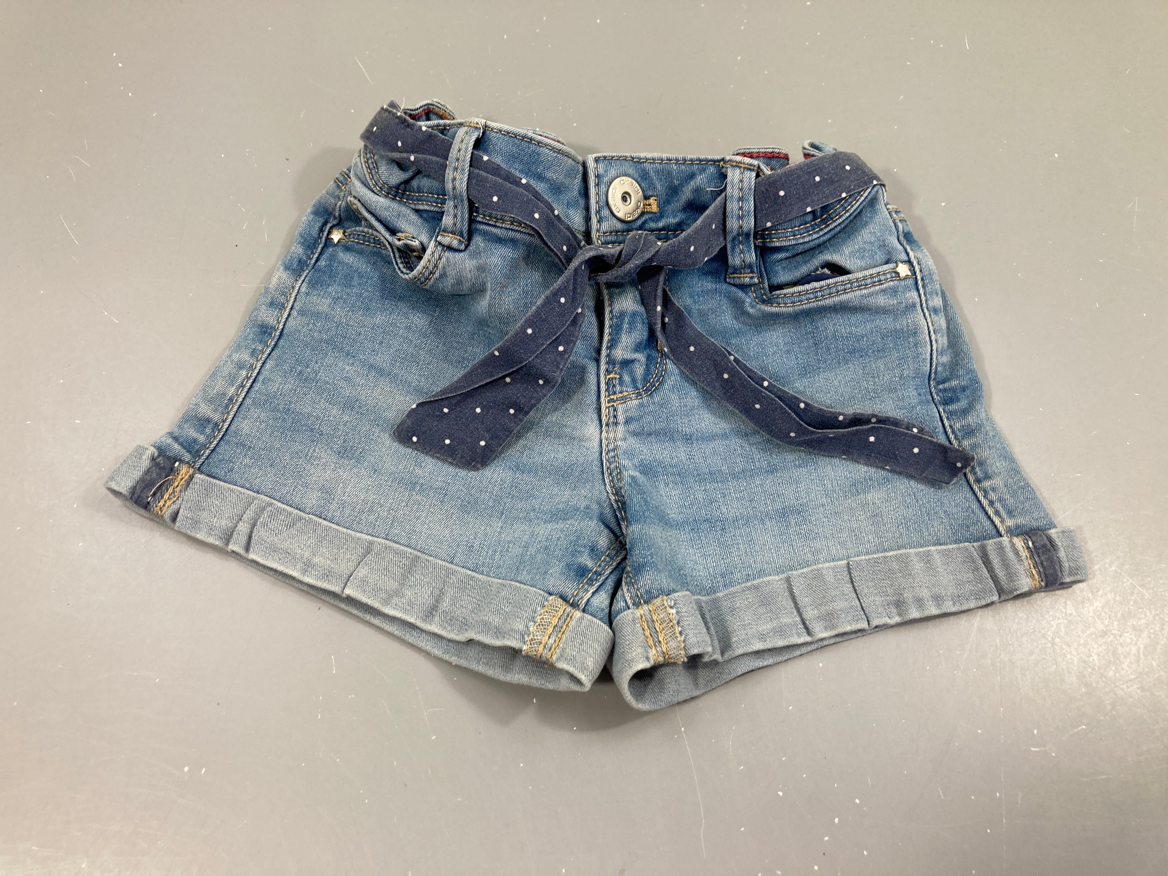 Short en jean revers ceinture