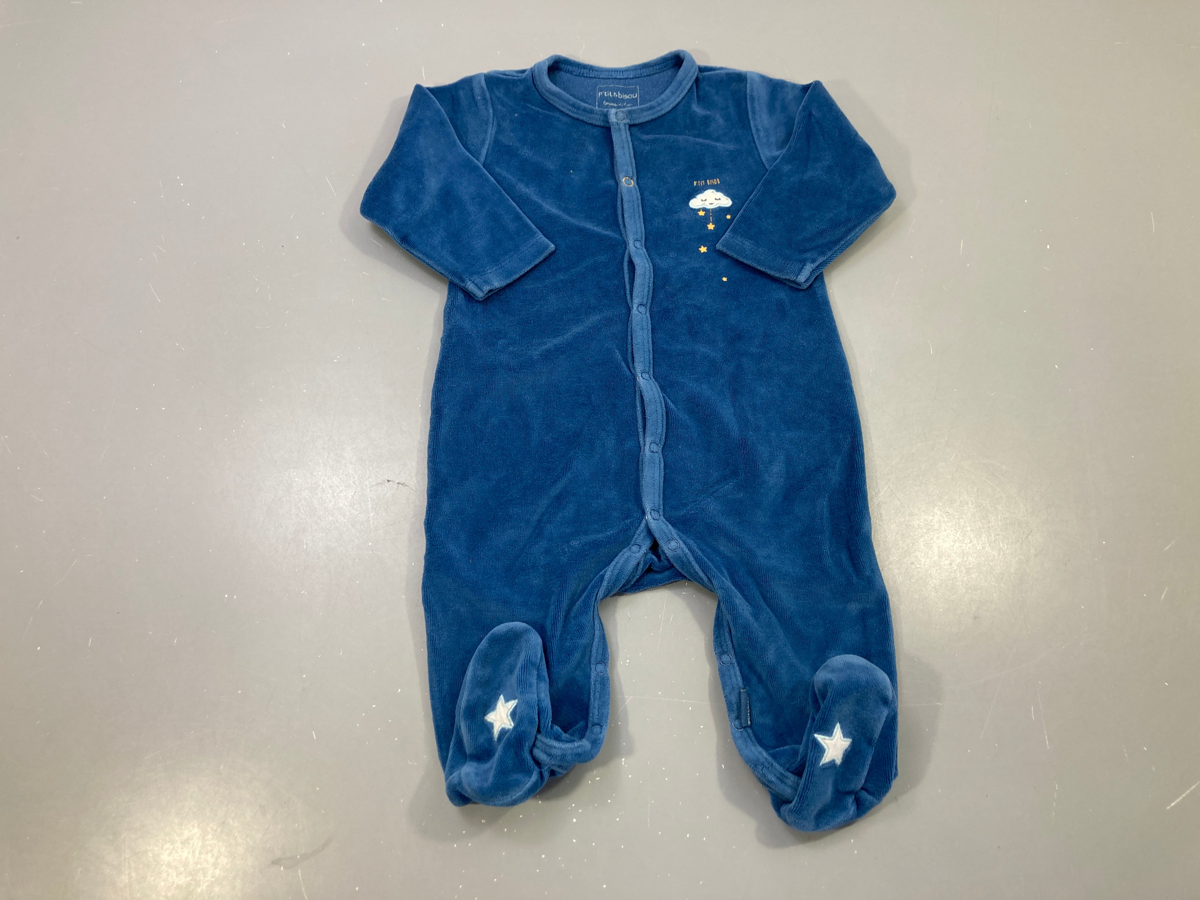 Pyjama velours bleu imprimé nuage étoiles