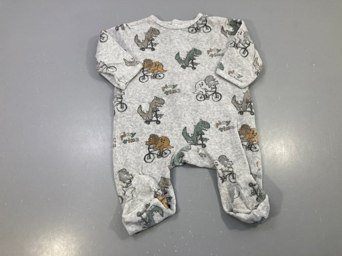 Pyjama gris chiné imprimé dinosaures vélo Play Time, moins cher chez Petit Kiwi