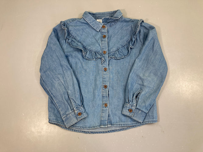 Chemisier m.l denim volants, moins cher chez Petit Kiwi
