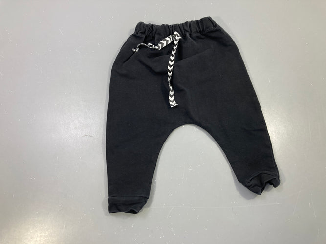 Pantalon molleton noir sarouel cordon chevrons, moins cher chez Petit Kiwi