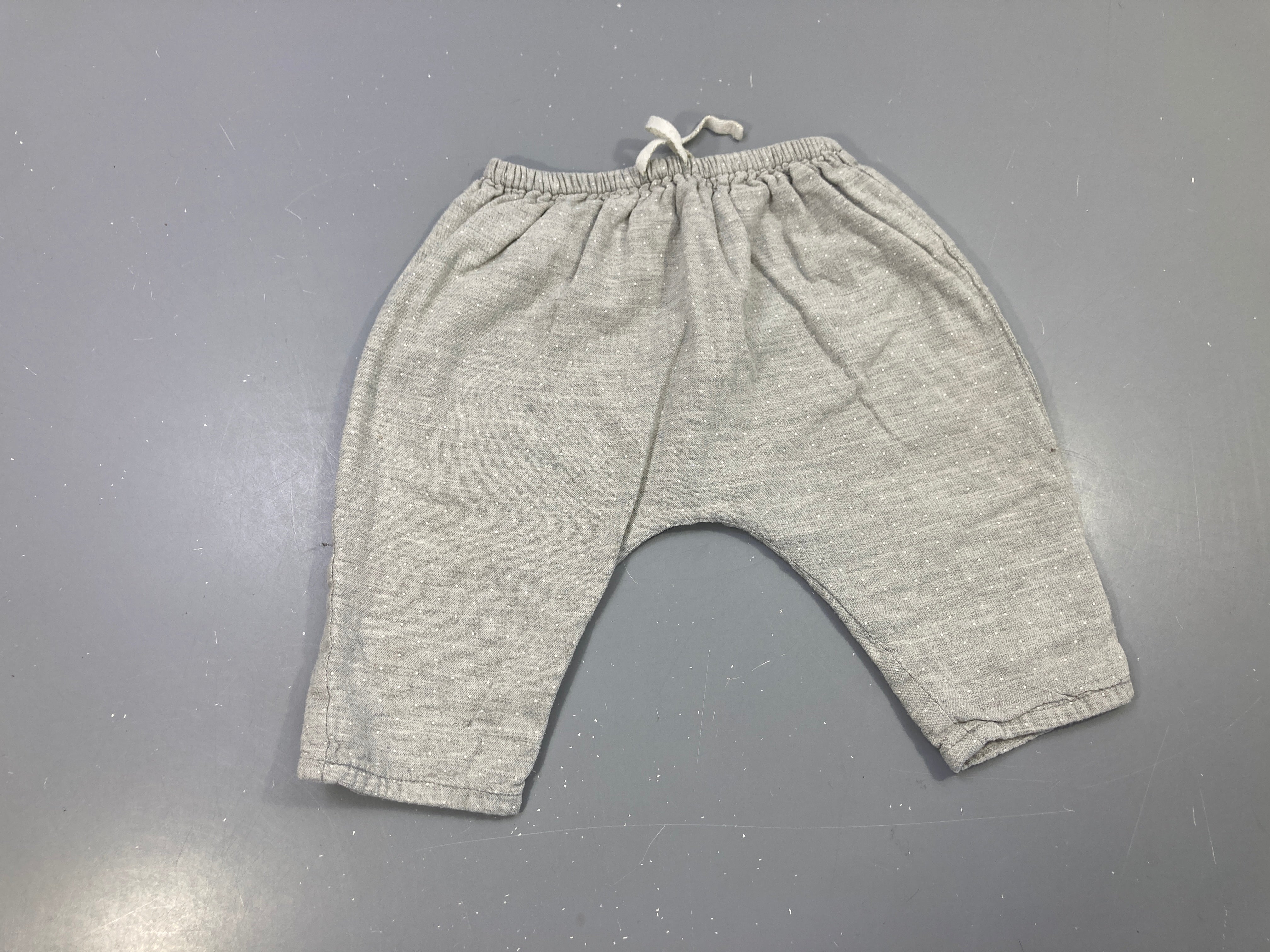 Pantalon sarouel gris chiné pois cordon