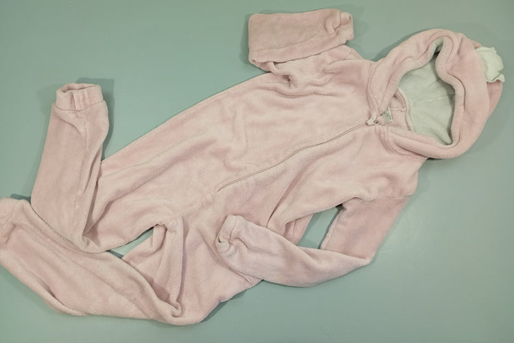Surpyjama zippé à capuche rose , couronne. Ailes d'ange à l'arrière, moins cher chez Petit Kiwi