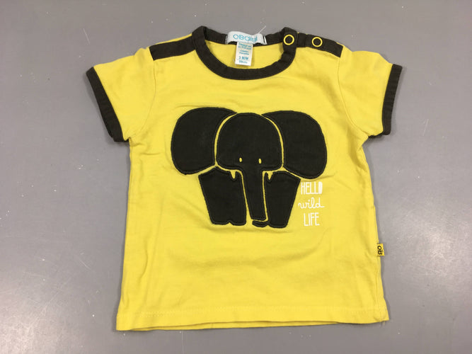 T-shirt m.c jaune éléphant, moins cher chez Petit Kiwi
