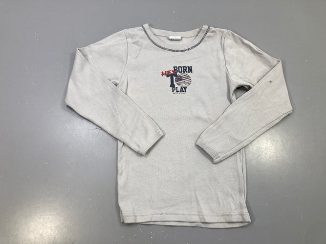 T-shirt m.l beige imprimé baseball Born to Play, moins cher chez Petit Kiwi
