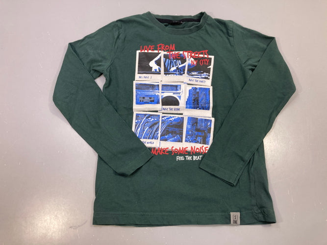 T-shirt m.l vert foncé imprimé Live From The Streets NY City, moins cher chez Petit Kiwi