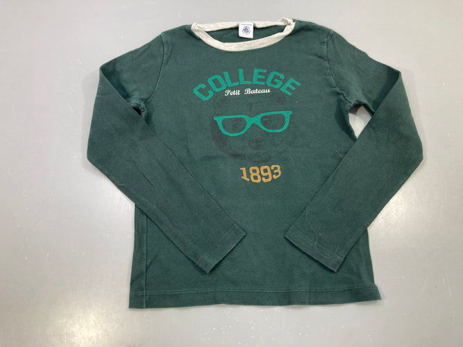 T-shirt m.l vert imprimé College ours lunettes, moins cher chez Petit Kiwi