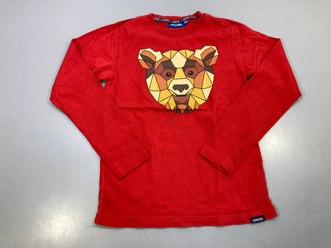 T-shirt m.l rouge imprimé ours géométrique, moins cher chez Petit Kiwi