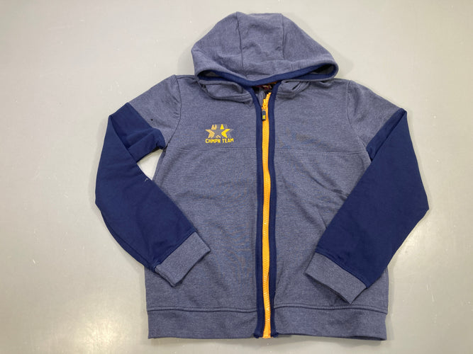Gilet zippé capuche bleu chiné manches marine imprimé étoile Chmpn Team, moins cher chez Petit Kiwi