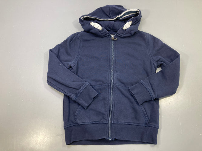 Gilet zippé capuche marine cordon écru, moins cher chez Petit Kiwi