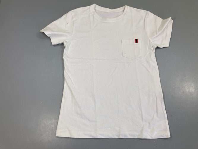 T-shirt m.c blanc poche traits rouge-noir, moins cher chez Petit Kiwi
