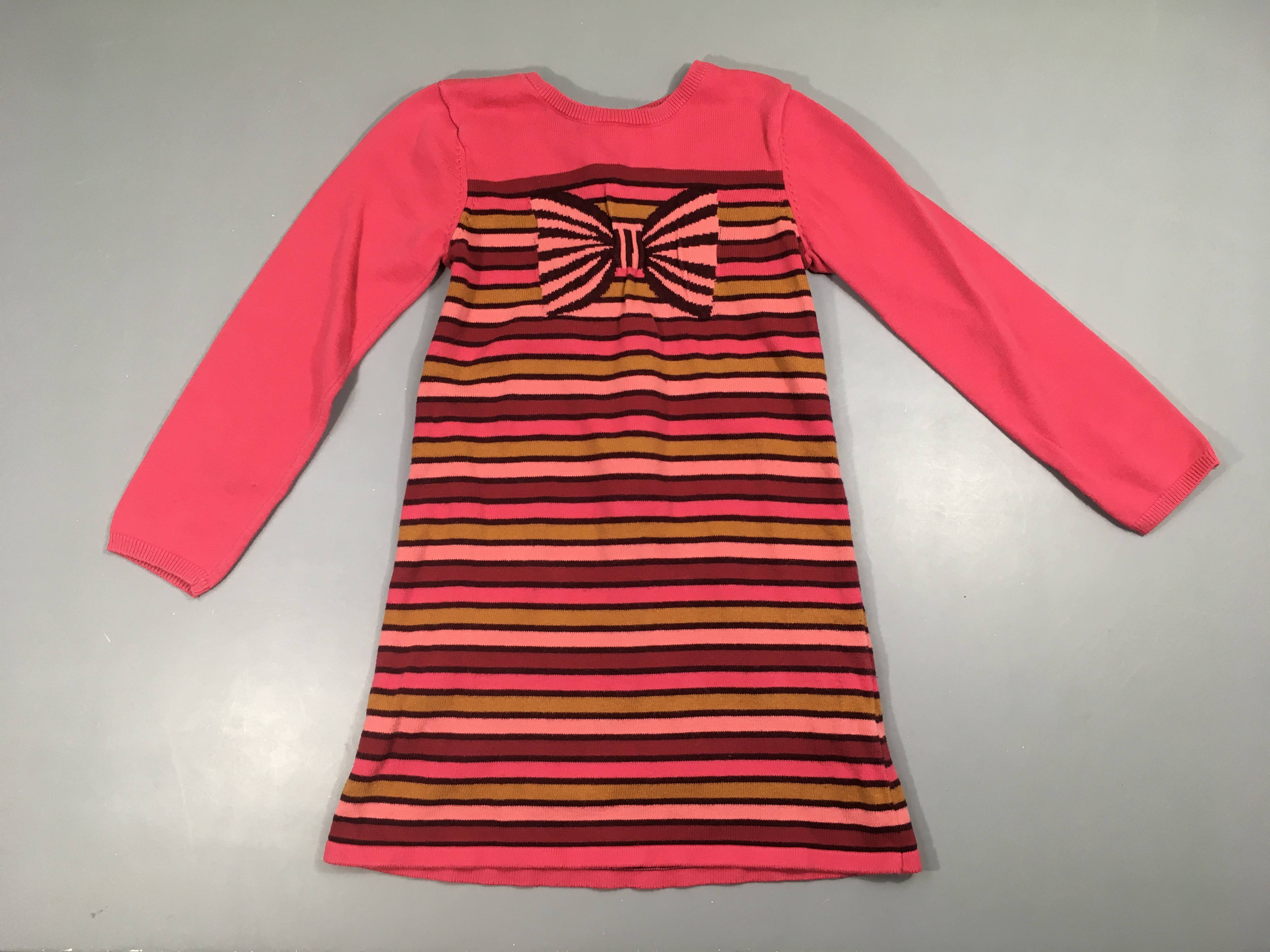 Robe pull ml rose rayé motif noeud-Légèrement boulochée