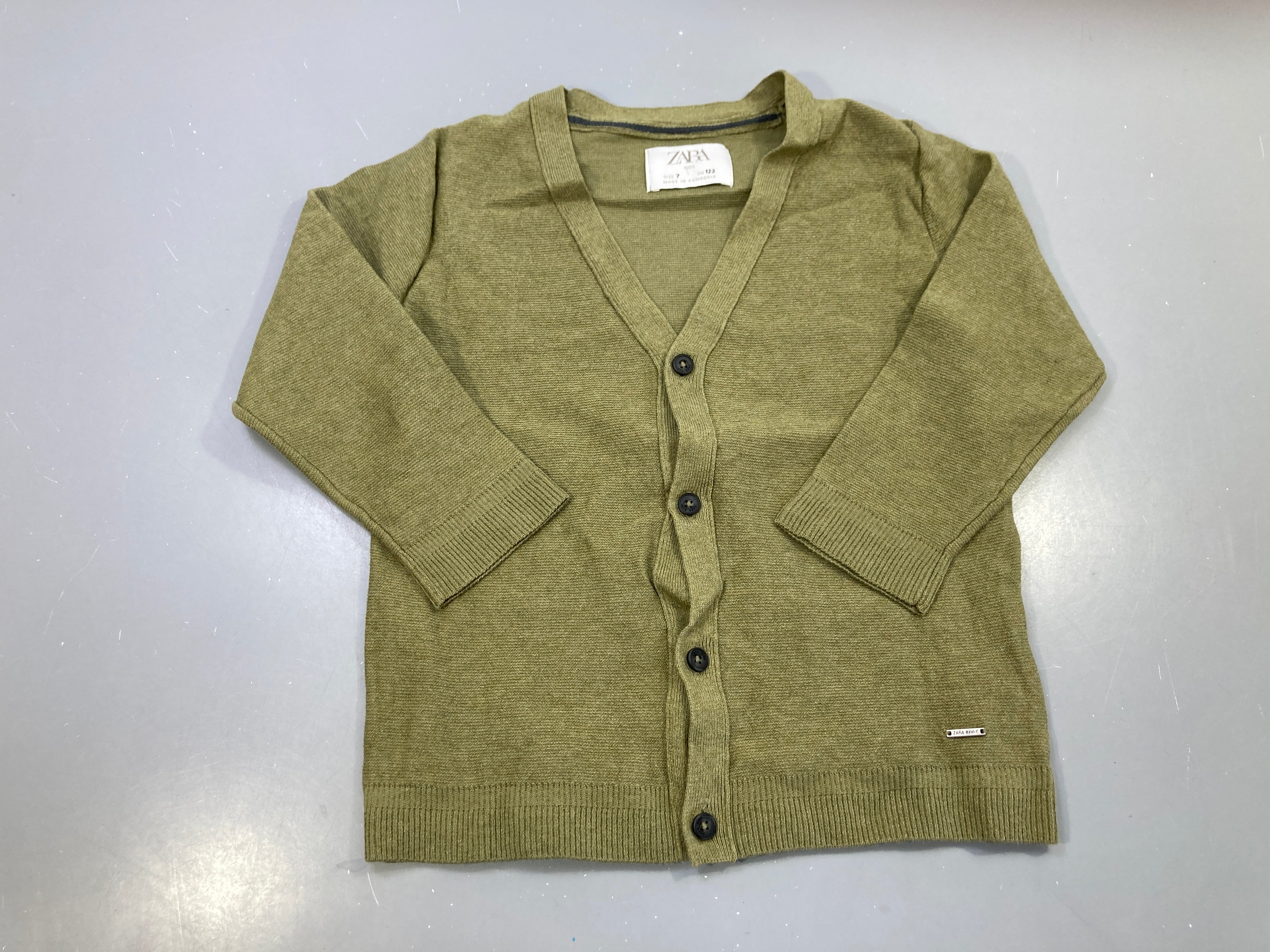 Gilet boutonné col v kaki