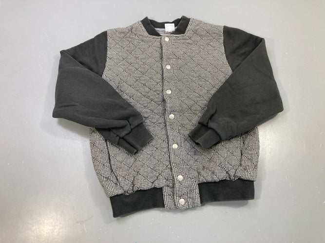 Sweat à pressions matelassé pied-de-poule gris manches anthracite, moins cher chez Petit Kiwi