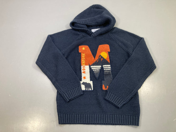 Pull capuche marine imprimé M Adventure ours montagne, moins cher chez Petit Kiwi