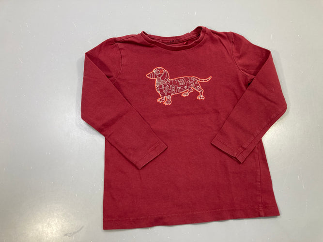 T-shirt m.l bordeaux chien mécanique, moins cher chez Petit Kiwi