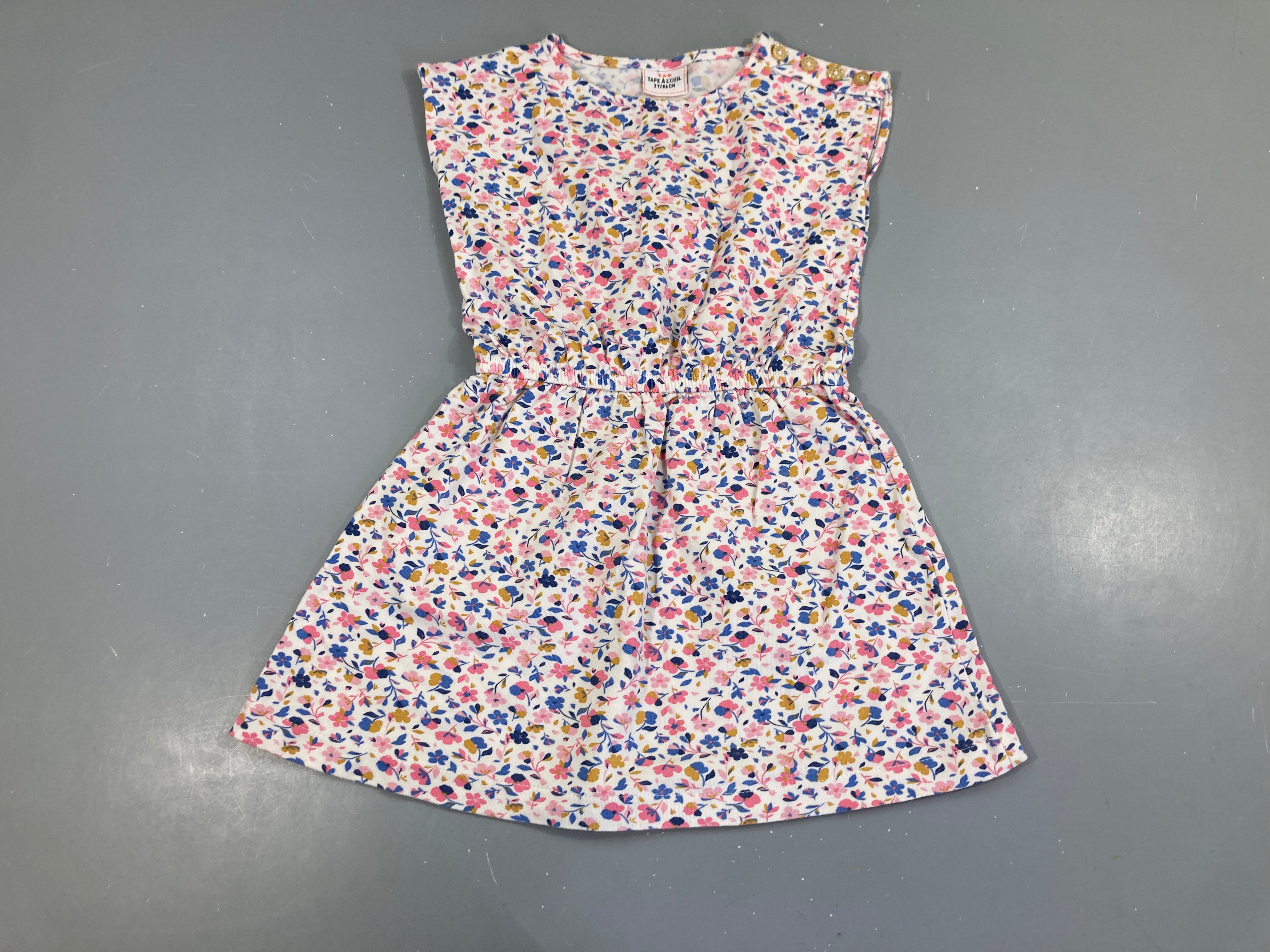 Robe m.c molleton blanc fleurs