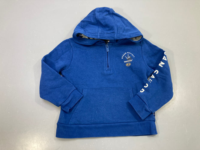 Sweat capuche bleu roi zippé Ocean, moins cher chez Petit Kiwi