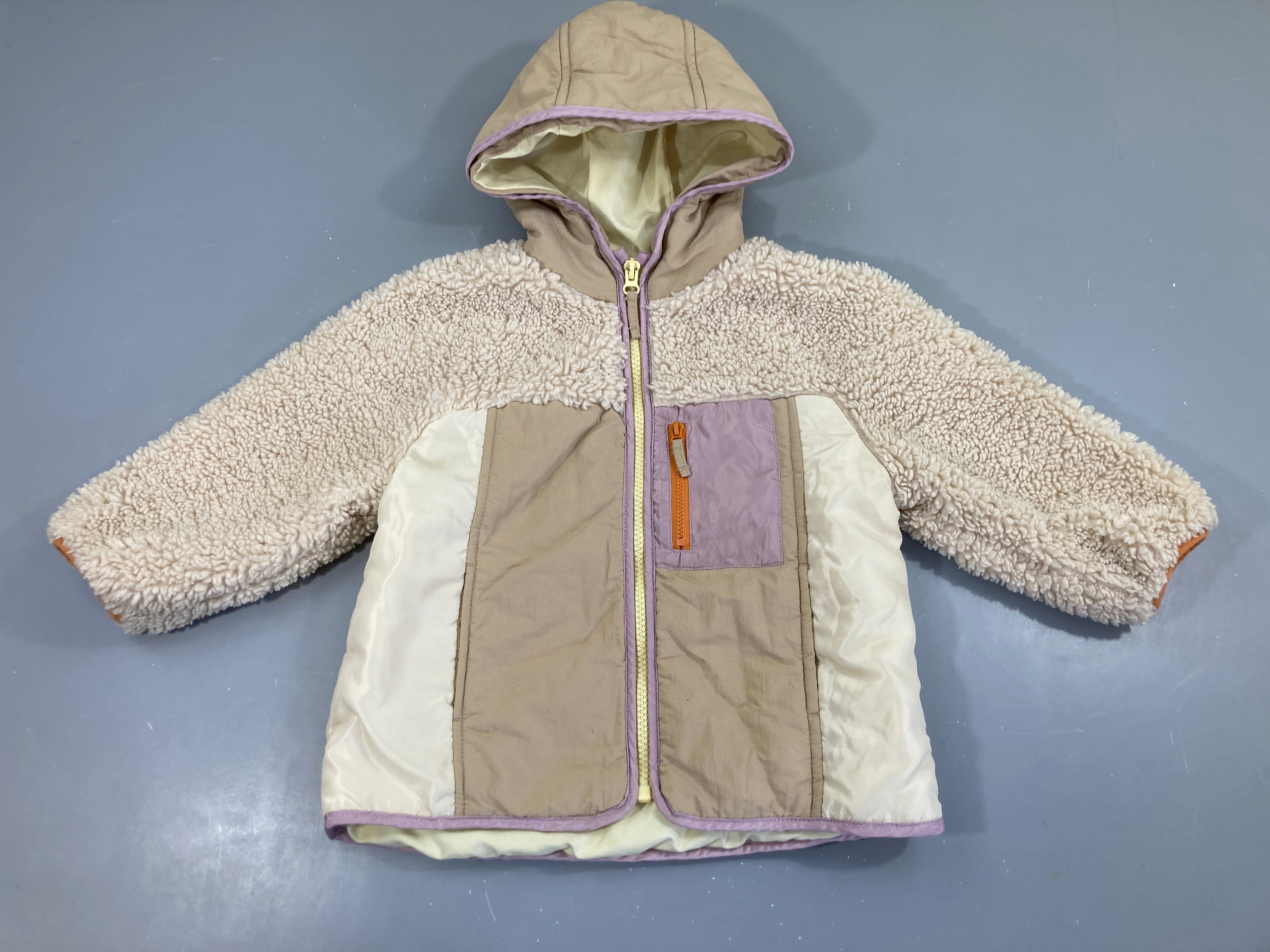 Gilet-veste zippé sherpa écru/mauve