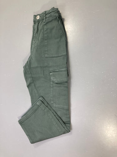 Pantalon toile vert kaki cargo, moins cher chez Petit Kiwi