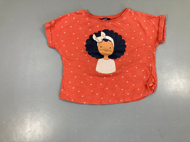 T-shirt m.c orange foncé fille, bouloché, moins cher chez Petit Kiwi