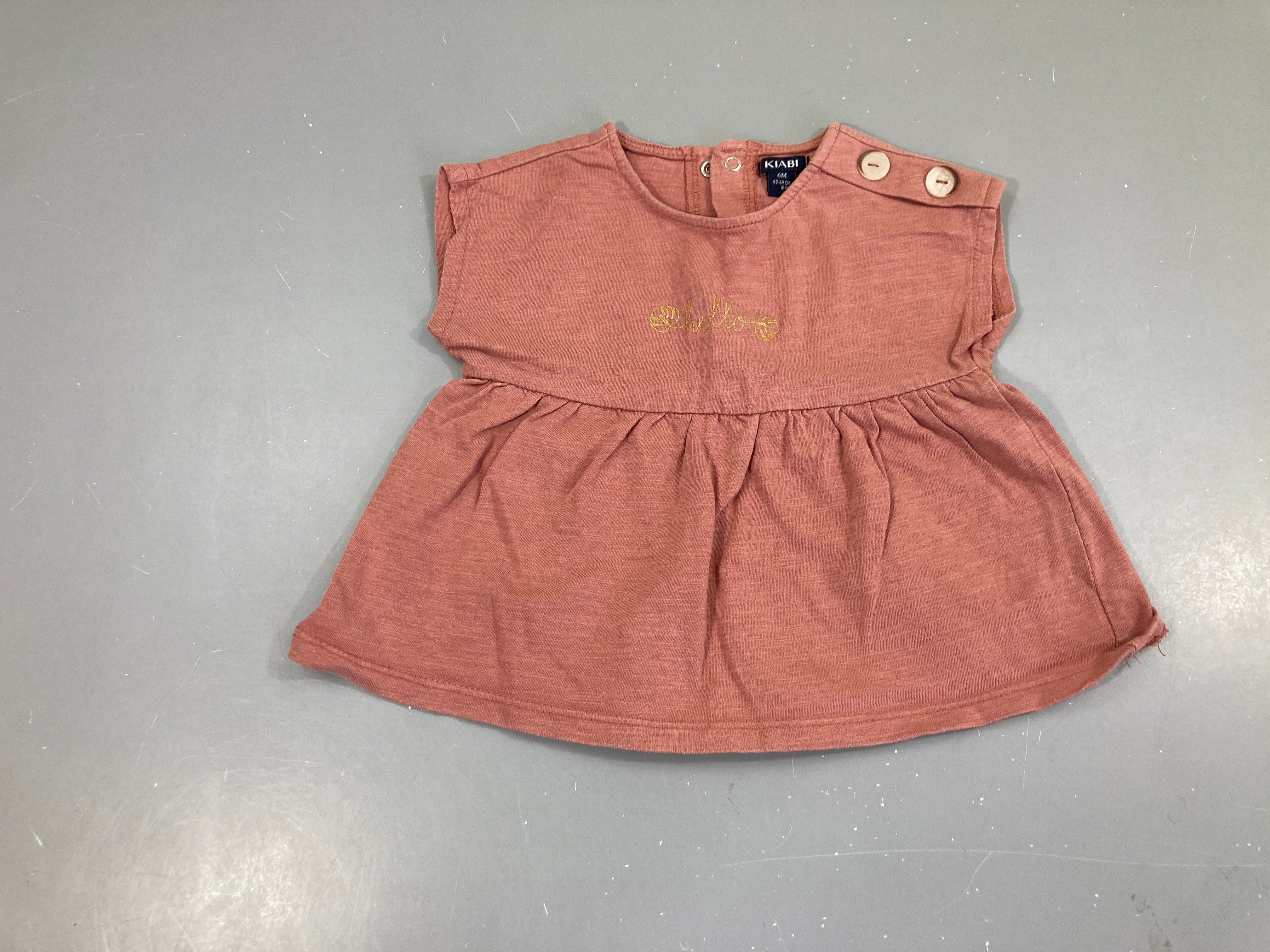 T-shirt m.c vieux rose flammé Hello, bouloché